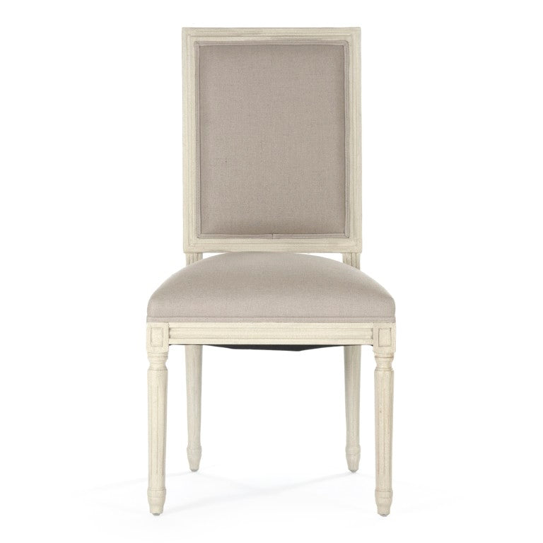 Zentique Tufted Louis Side Chair with Tufted Back, Linen Burlap Upholstery, Solid Birch Frame for Dining Elegance FC010-4 309 A003/H010 w/o Nail