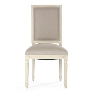 Zentique Tufted Louis Side Chair with Tufted Back, Linen Burlap Upholstery, Solid Birch Frame for Dining Elegance FC010-4 309 A003/H010 w/o Nail
