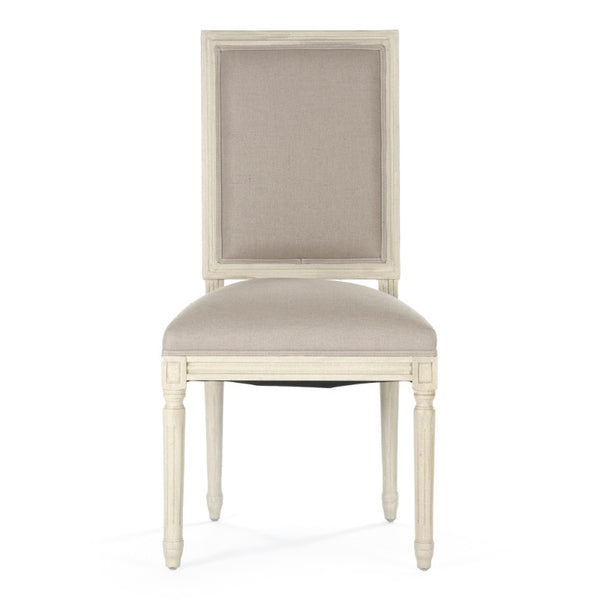 Zentique Tufted Louis Side Chair with Tufted Back, Linen Burlap Upholstery, Solid Birch Frame for Dining Elegance FC010-4 309 A003/H010 w/o Nail