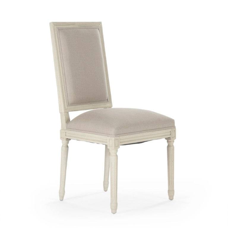 Zentique Tufted Louis Side Chair with Tufted Back, Linen Burlap Upholstery, Solid Birch Frame for Dining Elegance FC010-4 309 A003/H010 w/o Nail