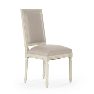 Zentique Tufted Louis Side Chair with Tufted Back, Linen Burlap Upholstery, Solid Birch Frame for Dining Elegance FC010-4 309 A003/H010 w/o Nail