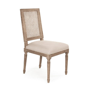 Zentique Louis Side Chair with Solid Oak Frame and Breathable Linen Upholstery for Timeless Comfort and Style Limed Grey Oak, Natural Linen FC010-4-Cane E272 A003 skirt