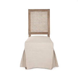 Zentique Louis Side Chair with Solid Oak Frame and Breathable Linen Upholstery for Timeless Comfort and Style Limed Grey Oak, Natural Linen FC010-4-Cane E272 A003 skirt