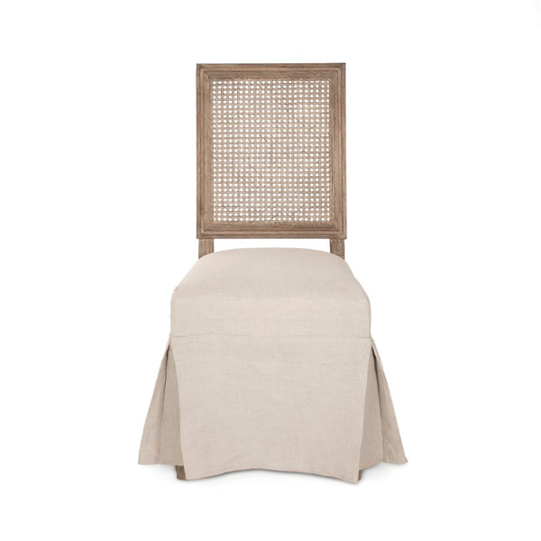 Zentique Louis Side Chair with Solid Oak Frame and Breathable Linen Upholstery for Timeless Comfort and Style Limed Grey Oak, Natural Linen FC010-4-Cane E272 A003 skirt