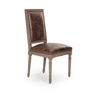 Zentique Louis Side Chair — Solid Oak Frame, Top-Grain Leather & Burlap Accents for Ergonomic Everyday Elegance FC010-4 E255-3 CP035 Jute