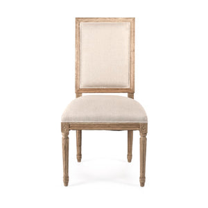 Zentique Tufted Louis Side Chair Upholstered Linen on Solid Oak, Button Tufting, Rolled Arms, High Back Support FC010-4 E255 A003