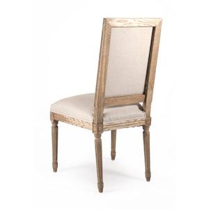 Zentique Tufted Louis Side Chair Upholstered Linen on Solid Oak, Button Tufting, Rolled Arms, High Back Support FC010-4 E255 A003