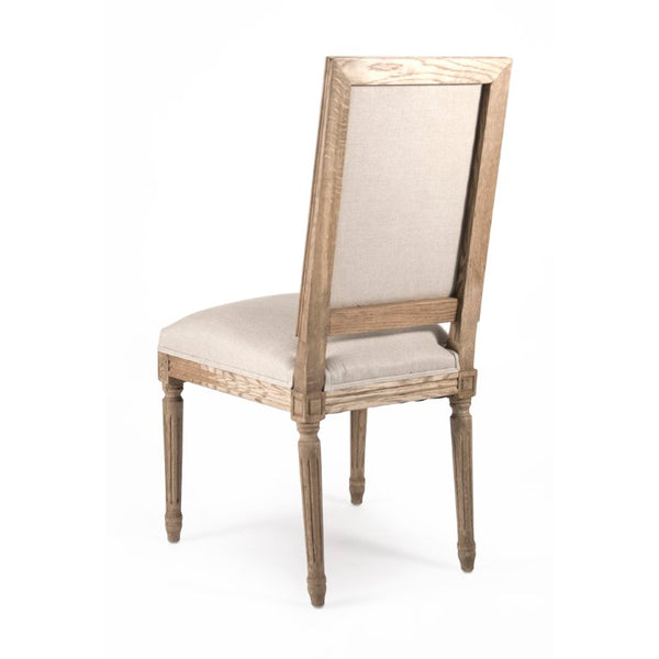 Zentique Tufted Louis Side Chair Upholstered Linen on Solid Oak, Button Tufting, Rolled Arms, High Back Support FC010-4 E255 A003