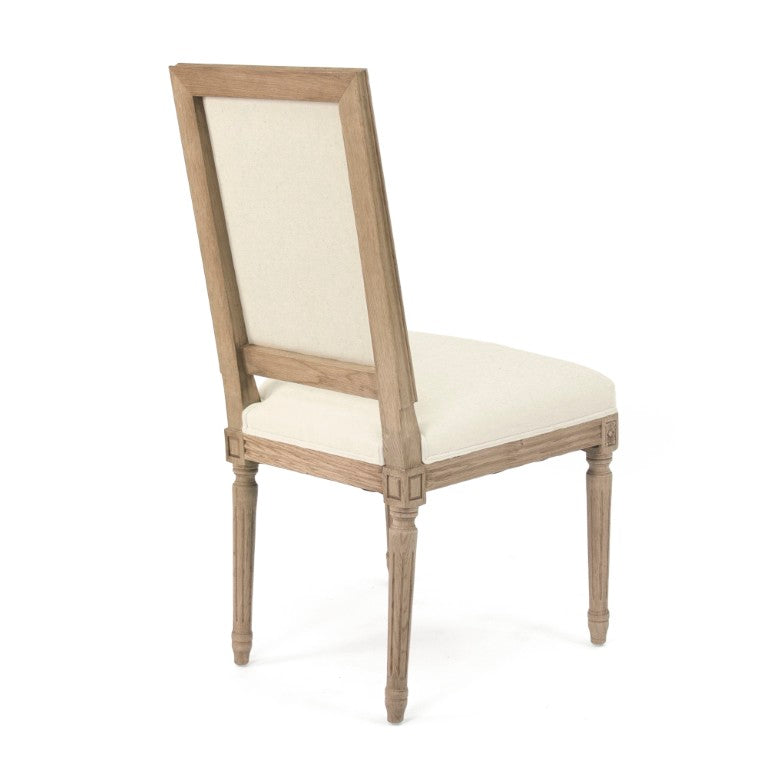 Zentique Louis Oak Side Chair with Cotton Upholstery — Compact Ergonomic Dining Seat, Natural Finish, Durable Support FC010-4 E255 C020