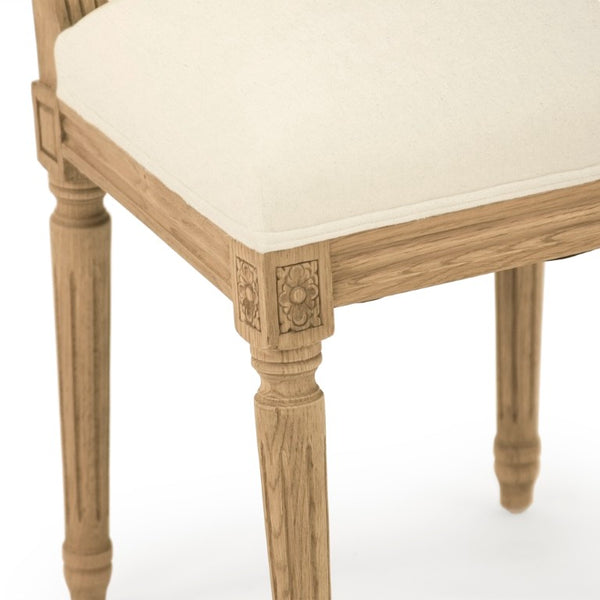 Zentique Louis Oak Side Chair with Cotton Upholstery — Compact Ergonomic Dining Seat, Natural Finish, Durable Support FC010-4 E255 C020