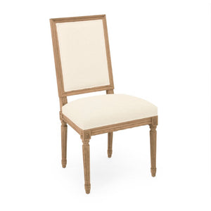 Zentique Louis Oak Side Chair with Cotton Upholstery — Compact Ergonomic Dining Seat, Natural Finish, Durable Support FC010-4 E255 C020