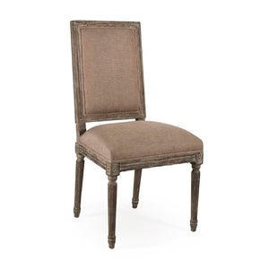 Zentique Louis Side Chair — Solid Oak Frame with Breathable Linen Upholstery, Curved Back for Ergonomic Comfort Limed Charcoal Oak, Copper Linen FC010-4 E271 A006