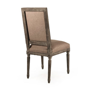 Zentique Louis Side Chair — Solid Oak Frame with Breathable Linen Upholstery, Curved Back for Ergonomic Comfort Limed Charcoal Oak, Copper Linen FC010-4 E271 A006