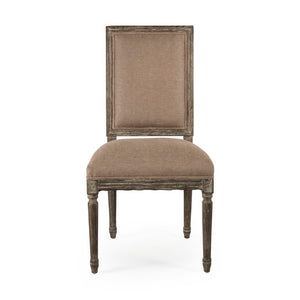Zentique Louis Side Chair — Solid Oak Frame with Breathable Linen Upholstery, Curved Back for Ergonomic Comfort Limed Charcoal Oak, Copper Linen FC010-4 E271 A006