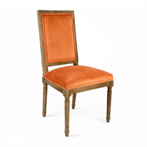 Zentique Louis Oak Side Chair—Plush Velvet Upholstery, Sculpted Silhouette, Compact Durable Dining Seat (Made USA) Limed Grey Oak, Clementine Velvet FC010-4 E272 11505