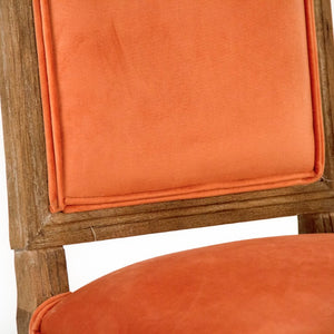 Zentique Louis Oak Side Chair—Plush Velvet Upholstery, Sculpted Silhouette, Compact Durable Dining Seat (Made USA) Limed Grey Oak, Clementine Velvet FC010-4 E272 11505