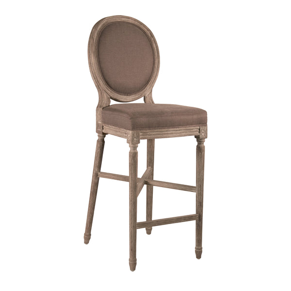 Medallion Bar Stool Limed Grey Oak, Aubergine Linen FC011-35 Bar E272 A008 Zentique