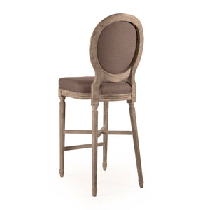 Medallion Bar Stool Limed Grey Oak, Aubergine Linen FC011-35 Bar E272 A008 Zentique