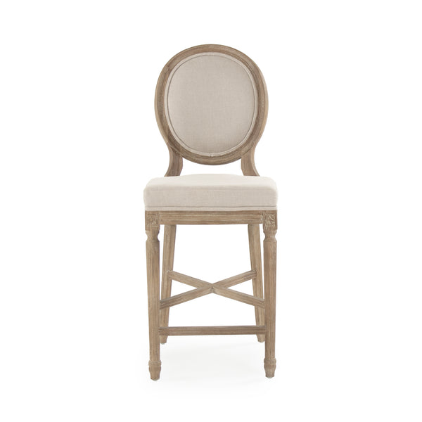Medallion Counter Stool (Natural Linen) Zentique