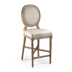 Zentique Medallion Counter Stool with Solid Oak Frame and Neutral Linen Upholstery — Timeless Comfort & Support Natural Oak, Natural Linen FC011-35 Counter E255 A003