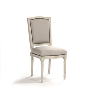 Benoit Side Chair Distressed Ivory Birch, Natural Linen, Burlap FC014 309 A003/H010 Zentique