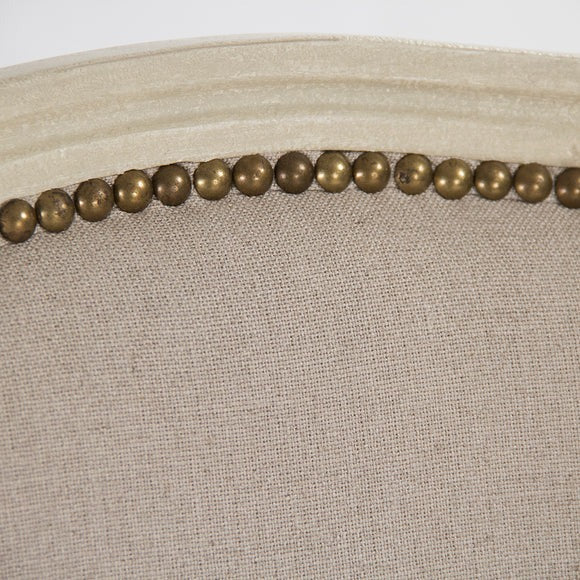 Benoit Side Chair Distressed Ivory Birch, Natural Linen, Burlap FC014 309 A003/H010 Zentique