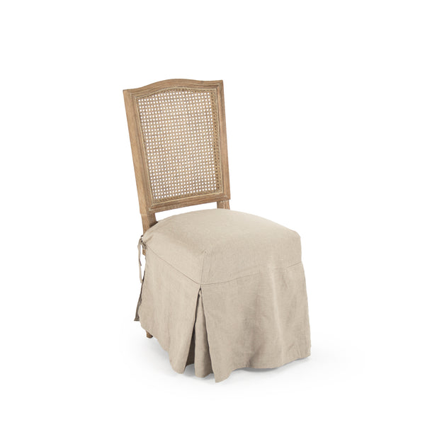Benoit Side Chair Limed Grey Oak, Natural Linen FC014 Cane Back E272 A003 Zentique