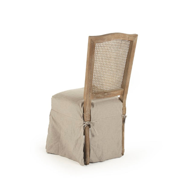 Zentique Benoit Oak Side Chair with Linen Upholstery — Scandinavian-Inspired Comfort, Durable Craftsmanship, Neutral Finish FC014 Cane Back E272 A003