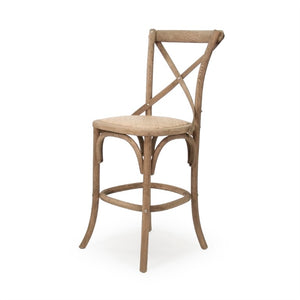 Zentique Parisienne Counter Stool with Warm Oak Finish, Slim Space‑Saving Design, Contoured Seat Comfort for Kitchens and Cafés Natural Oak FC035 Counter E255