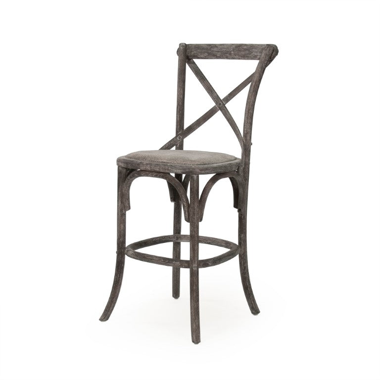 Zentique Parisienne Oak Counter Stool with Ergonomic Backrest, Slim Bistro Design, Commercial-Grade Durability FC035 Counter E271