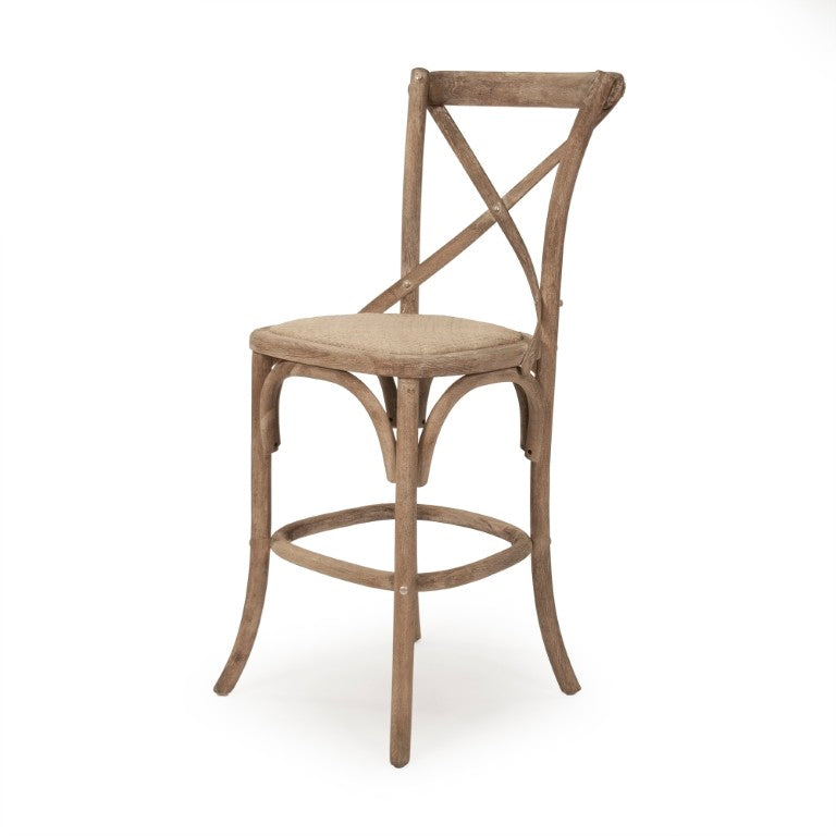 Zentique Parisienne Counter Stool with Warm Oak Finish, Slim Space‑Saving Design, Contoured Seat Comfort for Kitchens and Cafés Natural Oak FC035 Counter E255