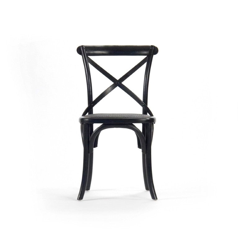 Zentique Parisienne solid birch cafe chair — compact Parisian silhouette, durable finish, ergonomic comfort for everyday dining Black Birch FC035 301-1