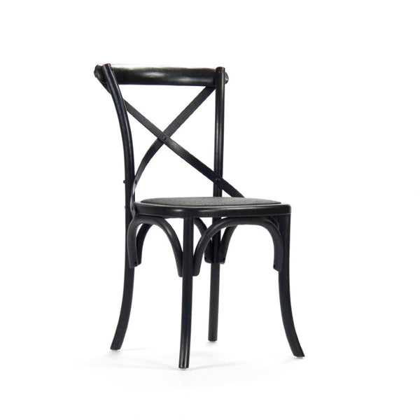 Zentique Parisienne solid birch cafe chair — compact Parisian silhouette, durable finish, ergonomic comfort for everyday dining Black Birch FC035 301-1