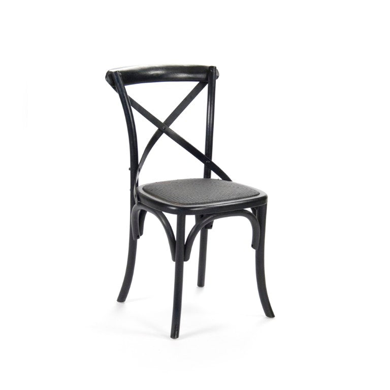 Zentique Parisienne solid birch cafe chair — compact Parisian silhouette, durable finish, ergonomic comfort for everyday dining Black Birch FC035 301-1