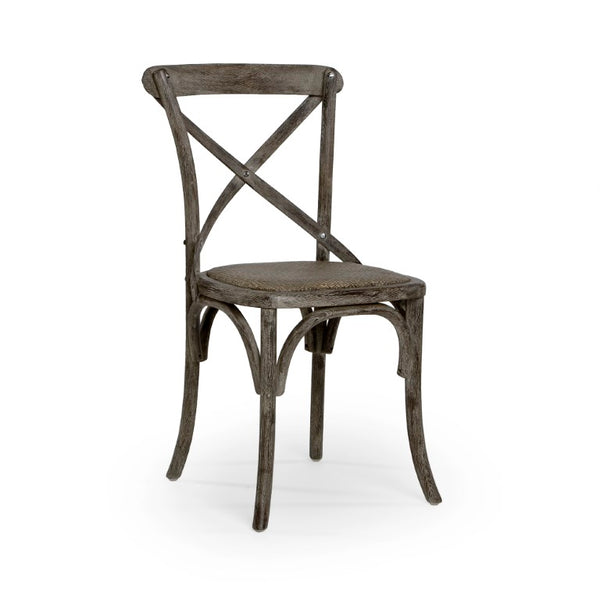 Zentique Parisienne Solid Oak Cafe Chair — Classic Parisian Bistro Silhouette, Durable Commercial Grade Seating Limed Charcoal Oak FC035 E271