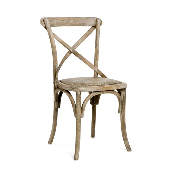 Zentique Parisienne Solid Oak Cafe Chair — Classic Parisian Bistro Silhouette, Durable Commercial Grade Seating Limed Grey Oak FC035 E272