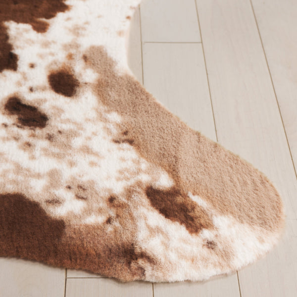 Safavieh Faux Cowhide Area Rug - Stylish Brown & Ivory Hide Design, Slip-resistant, 4'7" X 5'3" For Home Decor Brown ,Ivory Polyester And Natural Latex Fch377t-4