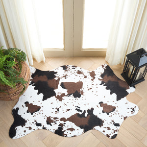 Safavieh Faux Cowhide Area Rug - Washable Ivory & Dark Brown, Stylish, Durable, Slip-resistant For Any Space Ivory ,Dark Brown Polyester And Tpr Fch575a-24