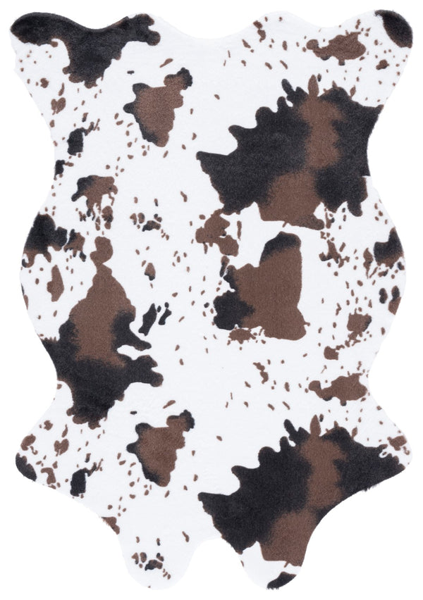 Safavieh Faux Cowhide Area Rug - Luxurious, Washable, Slip-resistant, Durable Design For Elegant Spaces Ivory ,Dark Brown Polyester And Tpr Fch575a-4