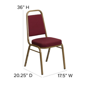 English Elm HERCULES Trapezoidal Back Stacking Banquet Chair - Stylish, Durable Comfort for Events & Gatherings Burgundy Patterned Fabric/Gold Frame FD-BHF-1-ALLGOLD-0847-BY-GG