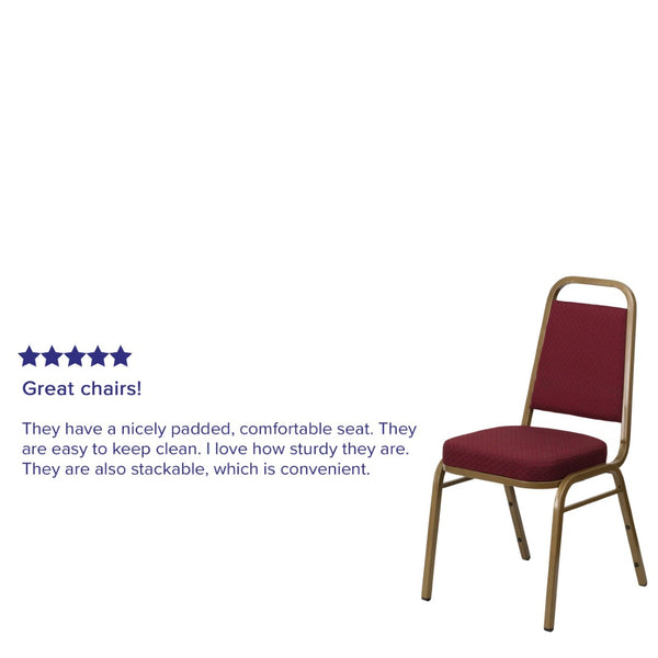 English Elm HERCULES Trapezoidal Back Stacking Banquet Chair - Stylish, Durable Comfort for Events & Gatherings Burgundy Patterned Fabric/Gold Frame FD-BHF-1-ALLGOLD-0847-BY-GG