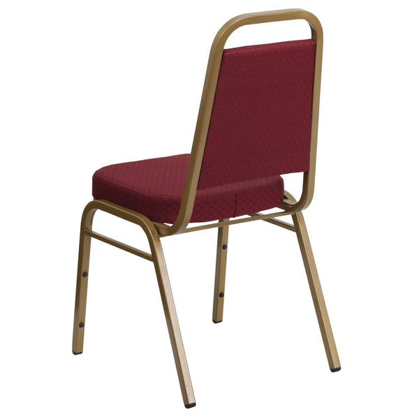 English Elm HERCULES Trapezoidal Back Stacking Banquet Chair - Stylish, Durable Comfort for Events & Gatherings Burgundy Patterned Fabric/Gold Frame FD-BHF-1-ALLGOLD-0847-BY-GG