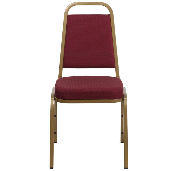 English Elm HERCULES Trapezoidal Back Stacking Banquet Chair - Stylish, Durable Comfort for Events & Gatherings Burgundy Patterned Fabric/Gold Frame FD-BHF-1-ALLGOLD-0847-BY-GG