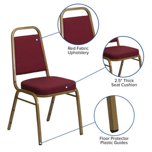 English Elm HERCULES Trapezoidal Back Stacking Banquet Chair - Stylish, Durable Comfort for Events & Gatherings Burgundy Patterned Fabric/Gold Frame FD-BHF-1-ALLGOLD-0847-BY-GG