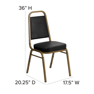 English Elm HERCULES Trapezoidal Back Stacking Banquet Chair - Stylish, Durable Comfort for Events & Gatherings Black Vinyl/Gold Frame FD-BHF-1-ALLGOLD-BK-GG