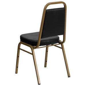 English Elm HERCULES Trapezoidal Back Stacking Banquet Chair - Stylish, Durable Comfort for Events & Gatherings Black Vinyl/Gold Frame FD-BHF-1-ALLGOLD-BK-GG