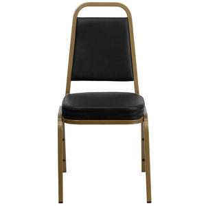English Elm HERCULES Trapezoidal Back Stacking Banquet Chair - Stylish, Durable Comfort for Events & Gatherings Black Vinyl/Gold Frame FD-BHF-1-ALLGOLD-BK-GG