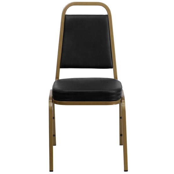 English Elm HERCULES Trapezoidal Back Stacking Banquet Chair - Stylish, Durable Comfort for Events & Gatherings Black Vinyl/Gold Frame FD-BHF-1-ALLGOLD-BK-GG