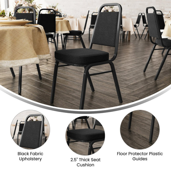 English Elm HERCULES Trapezoidal Back Stacking Banquet Chair - Durable, Comfortable, Space-Saving Design, Black FD-BHF-1-BK-BK-GG