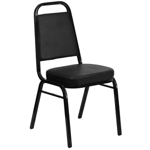 English Elm HERCULES Trapezoidal Back Stacking Banquet Chair - Stylish, Durable Comfort for Events & Gatherings Black Vinyl/Black Frame FD-BHF-1-GG